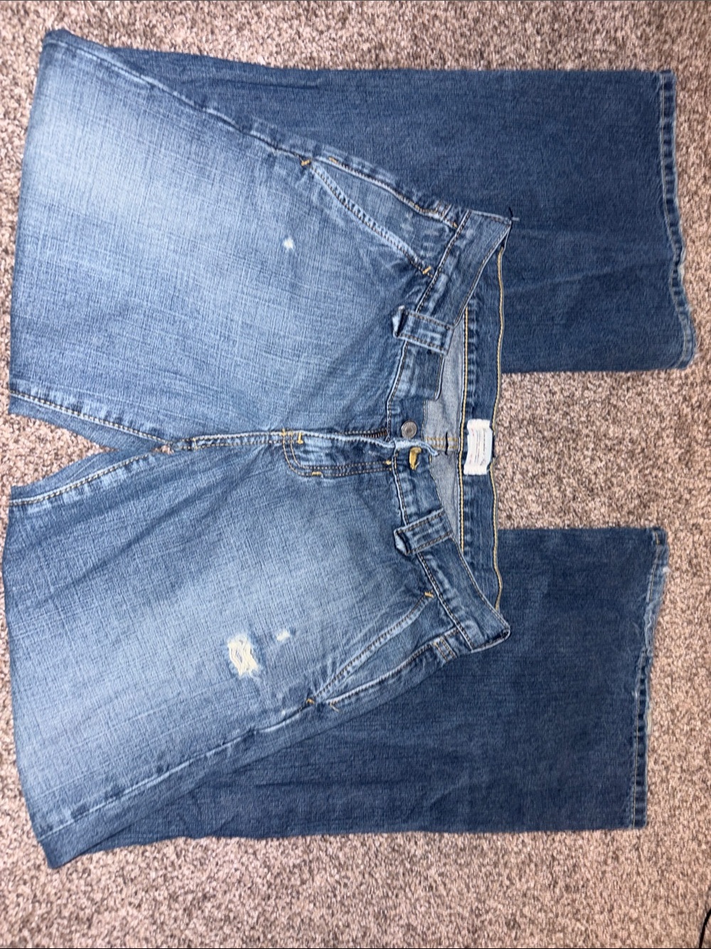 Abercrombie & Fitch Distressed Medium Blue Flare Jeans